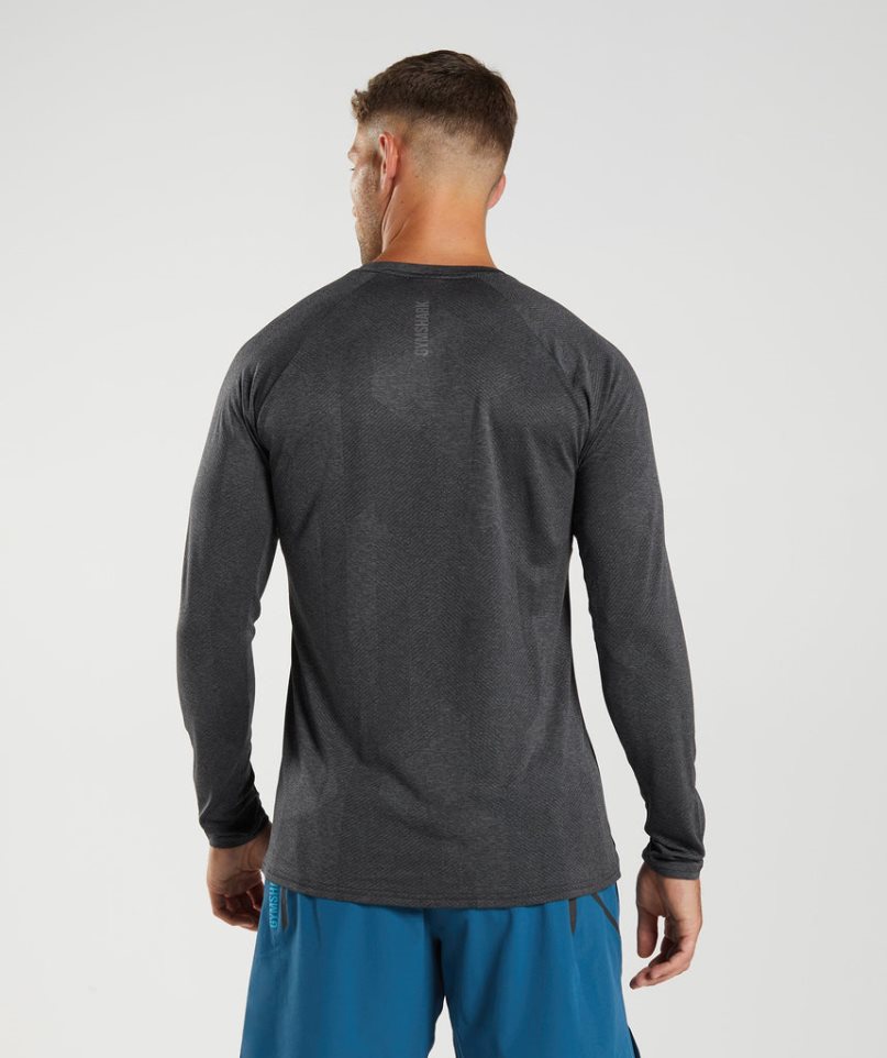 Men's Gymshark Apex Long Sleeve T-Shirts Black | CA 8D05A3